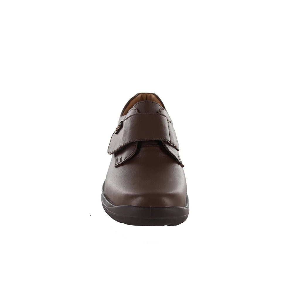 Zapatos Escolares para Niño Café de  Piel con Velcro para Máxima Comodidad