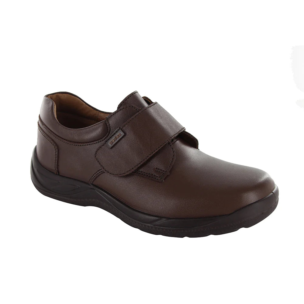 Zapatos Escolares para Niño Café de Piel con Velcro para Máxima Comodidad