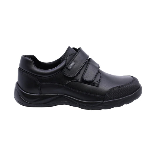 Zapato Escolar para Niño color Negro de Piel con Doble Velcro y Puntera de Protección 👞 COQUETA Y AUDAZ