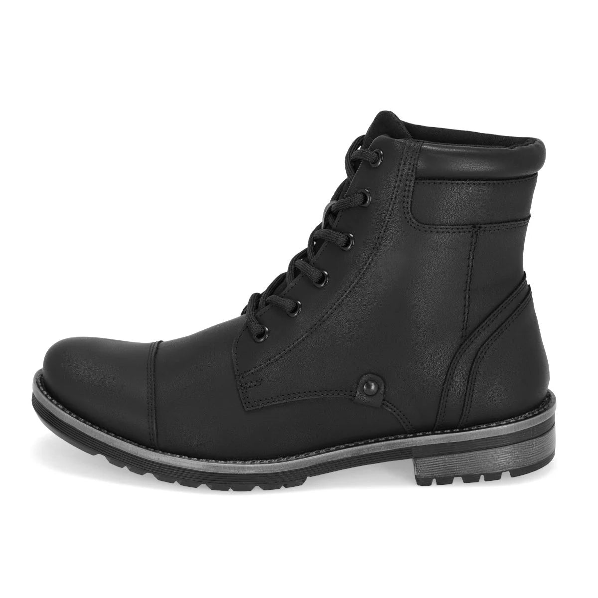 Bota Casual para Hombre Negro – Piel, Ajuste con Agujetas y Suela Resistente