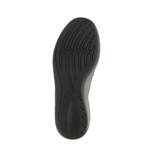 Mocasín Clínico Flexi para Mujer en Piel Negra con Elásticos Laterales – Estilo 25901