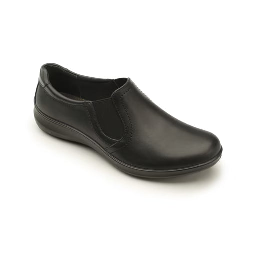 Mocasín Clínico Flexi para Mujer en Piel Negra con Elásticos Laterales – Estilo 25901