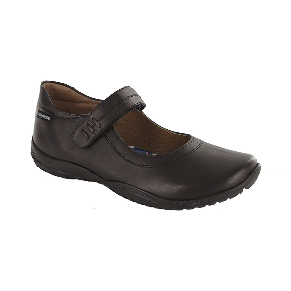 Coqueta y Audaz - Zapatos Escolares para Niña de Piel Café con Velcro y Suela Antiderrapante