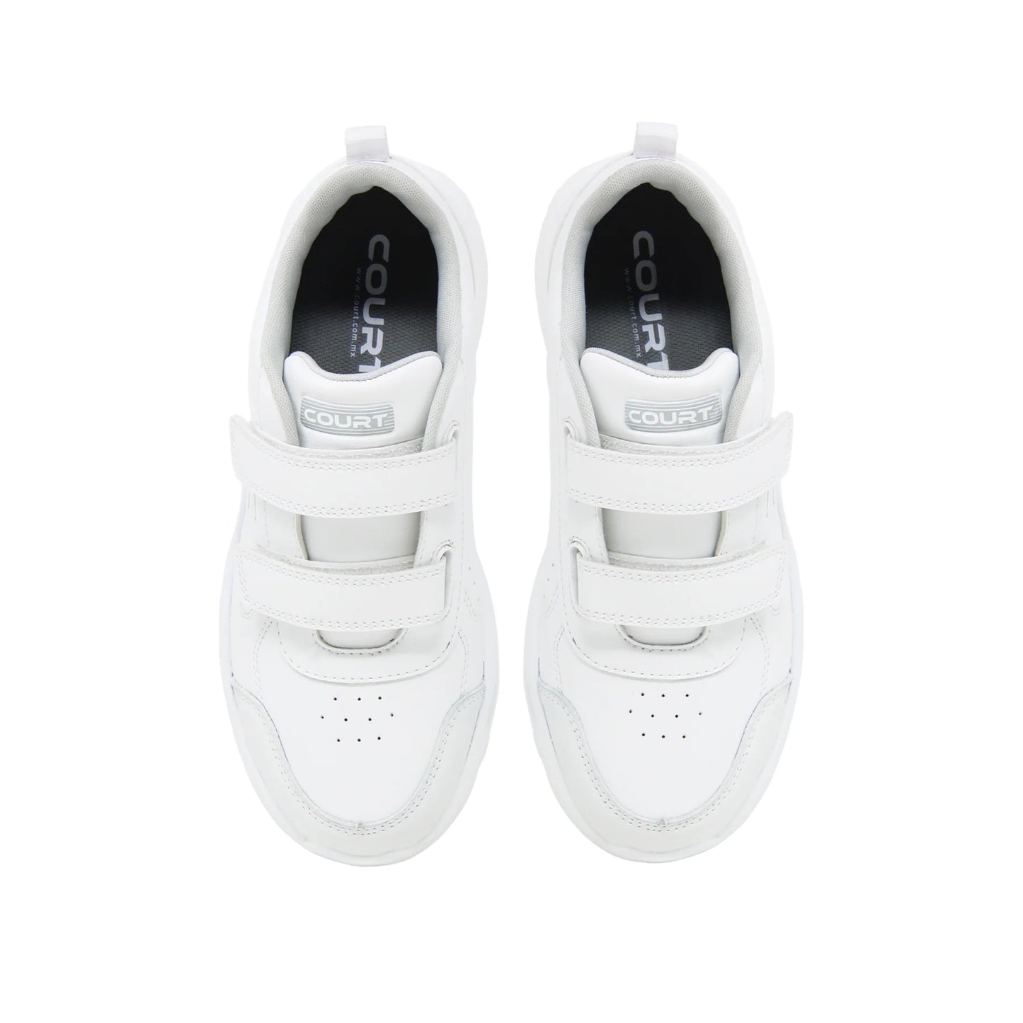 COURT  Tenis Escolar para niños con Piel, Durables, Cómodos con Velcro