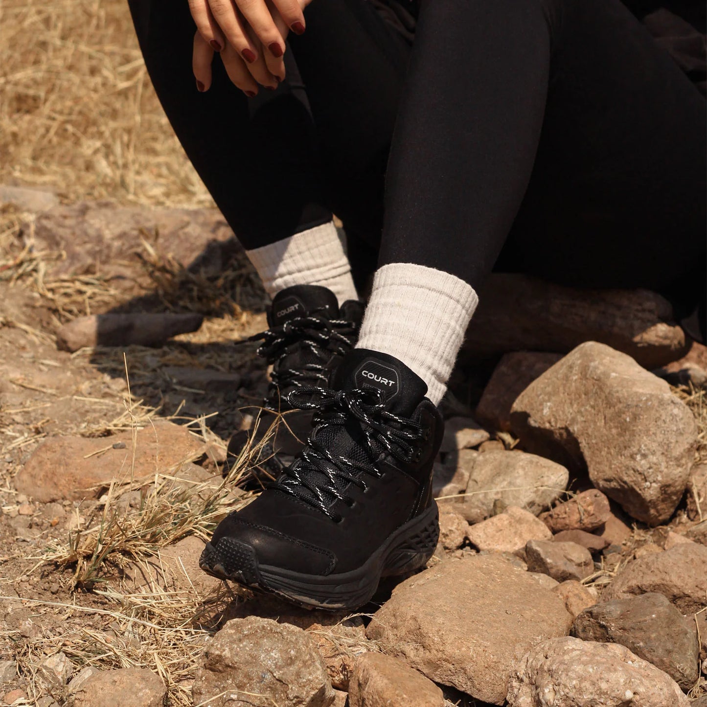 COURT ELEMENTUM Tenis para Senderismo, suela ranurada con tracción, calzado resistente, hecho de piel - Zapatos de hiking