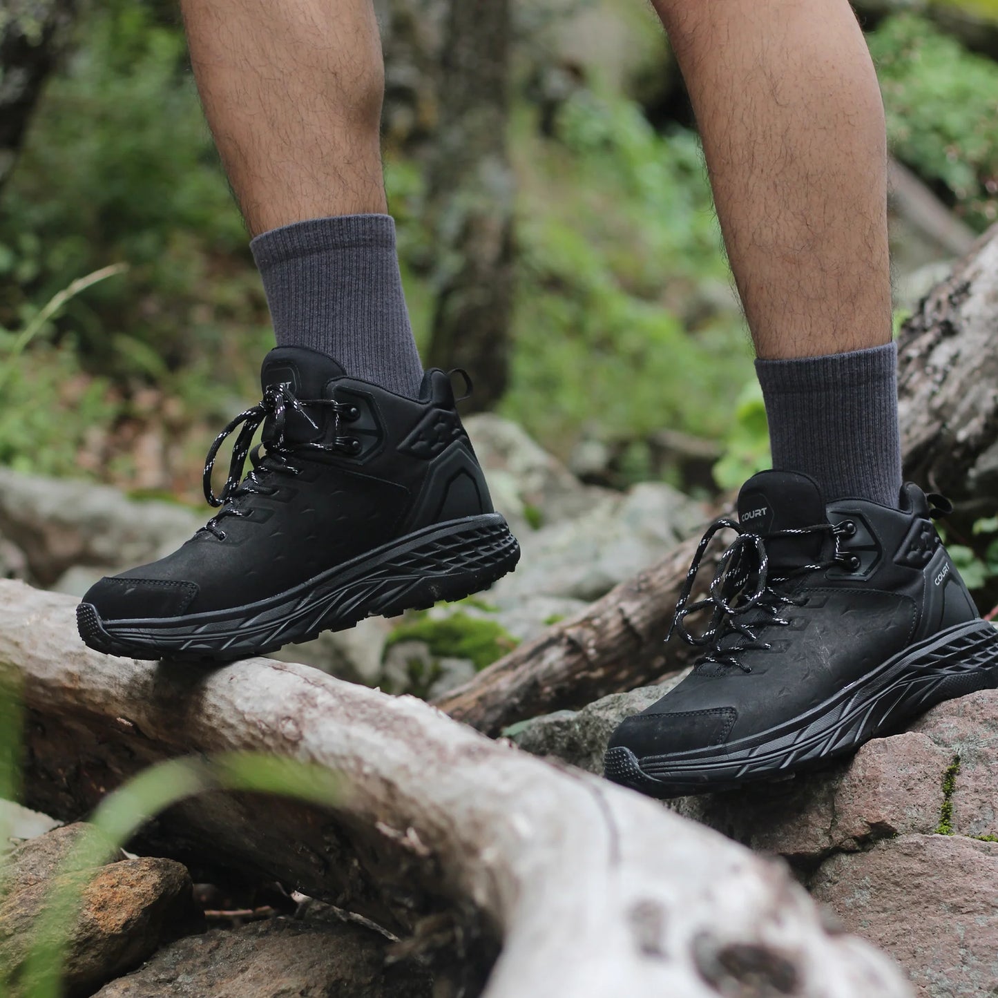 COURT ELEMENTUM Tenis para Senderismo, suela ranurada con tracción, calzado resistente, hecho de piel - Zapatos de hiking