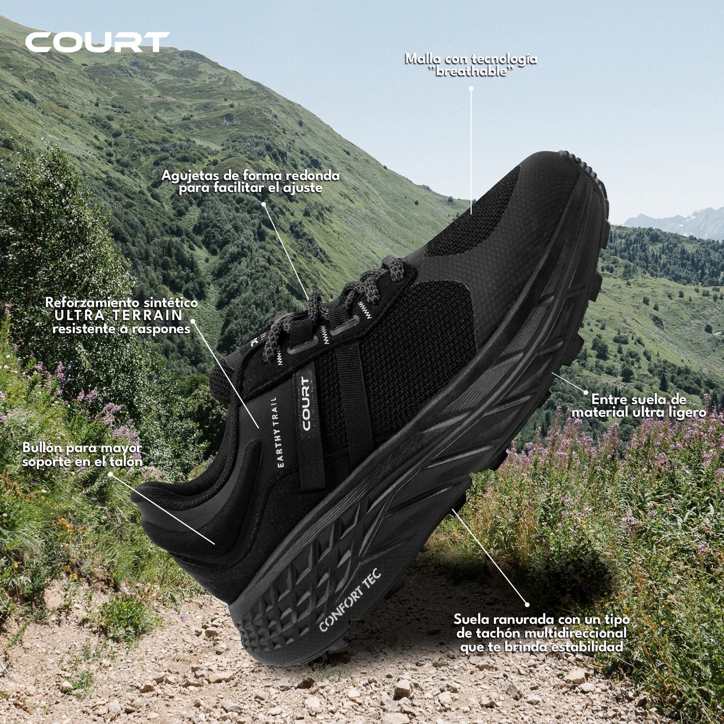 COURT Valy Tenis Deportivo para hombre, Estables, Cómodos,  Resistente y Ligero