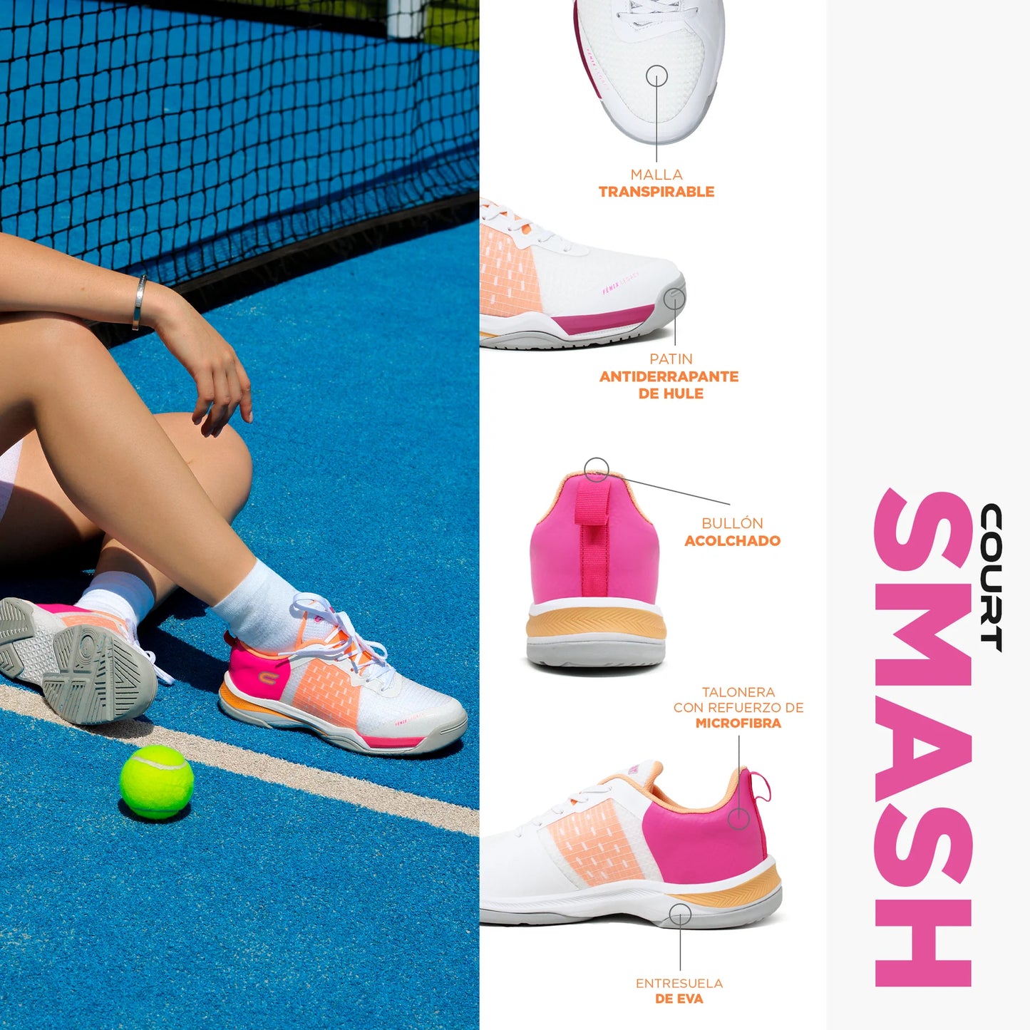 COURT Smash | Zapatillas de pádel – Confort Extremo, para canchas Duras y de Cemento - Tenis de pádel para mujer