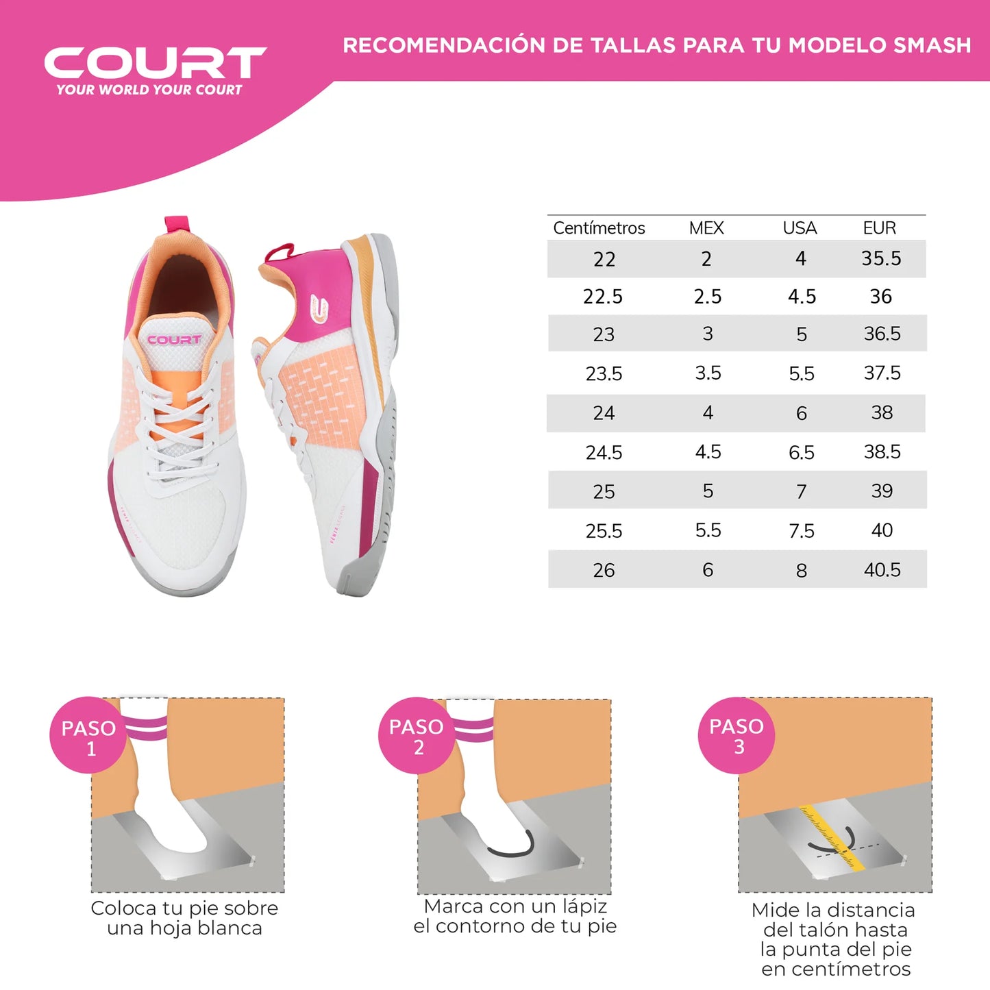 COURT Smash | Zapatillas de pádel – Confort Extremo, para canchas Duras y de Cemento - Tenis de pádel para mujer