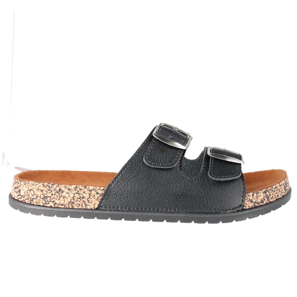 VIA MODA Sandalias de Doble Hebilla para Mujer Negras - Cómodas y prácticas