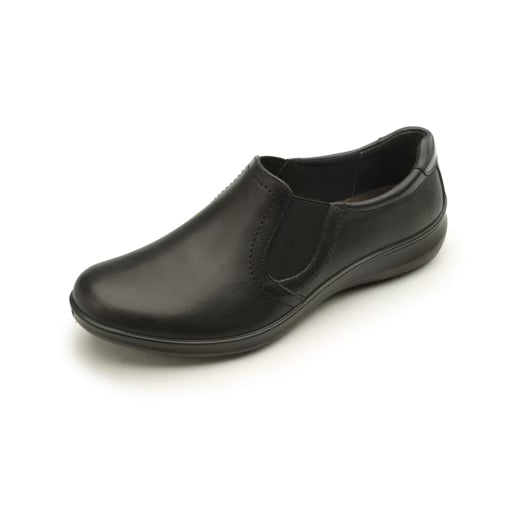 Mocasín Clínico Flexi para Mujer en Piel Negra con Elásticos Laterales – Estilo 25901